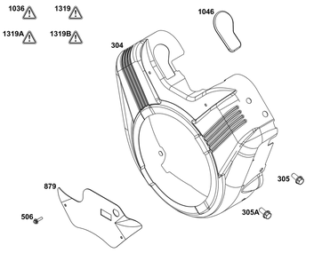Blower Housing Group Diagram and Parts List for 296447-0011-H5 200000 - 399999 Briggs and Stratton Engine